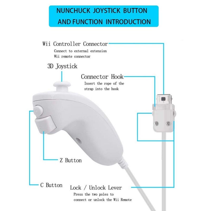 ZeroStory 2 Packs Wireless Controller and Nunchuck for Wii and Wii U Console, Gamepad with Silicone Case and Wrist Strap (Black and White) - Image 3